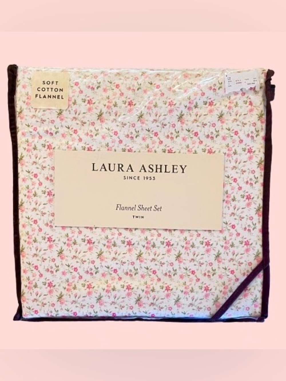 🆕- Laura Ashley Evie Pink Floral Cotton Flannel Sheet Set - Twin
